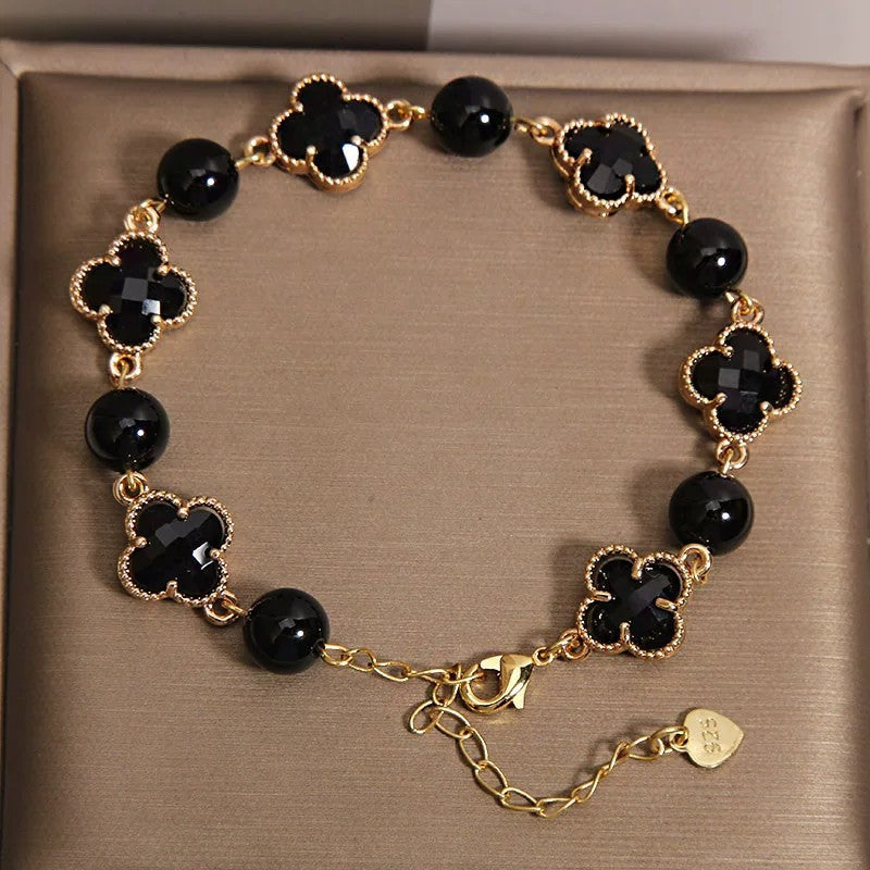 Agate Female Light Luxury Minority Exquisite Four-leaf Clover Bracelet