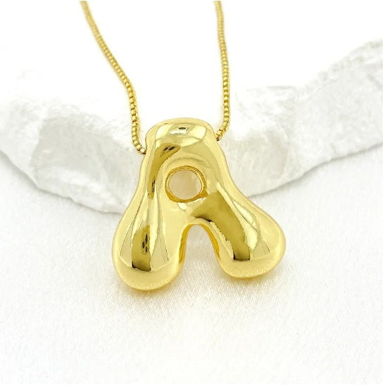Gold Letter Bubble English Stainless Steel Necklaces