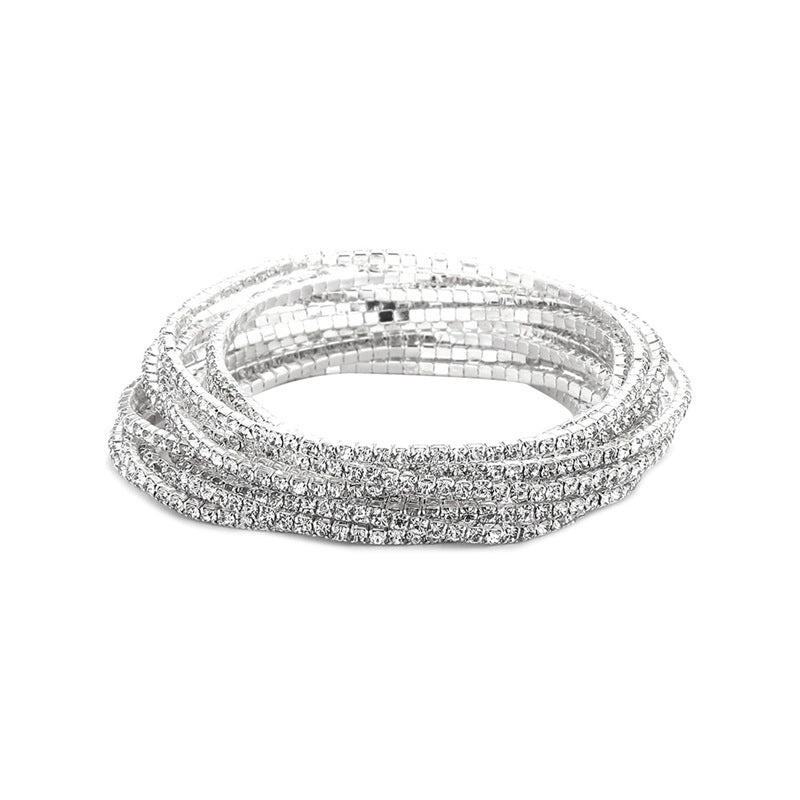 Rhinestone Stretch Bridal Korean Single Row Bracelet
