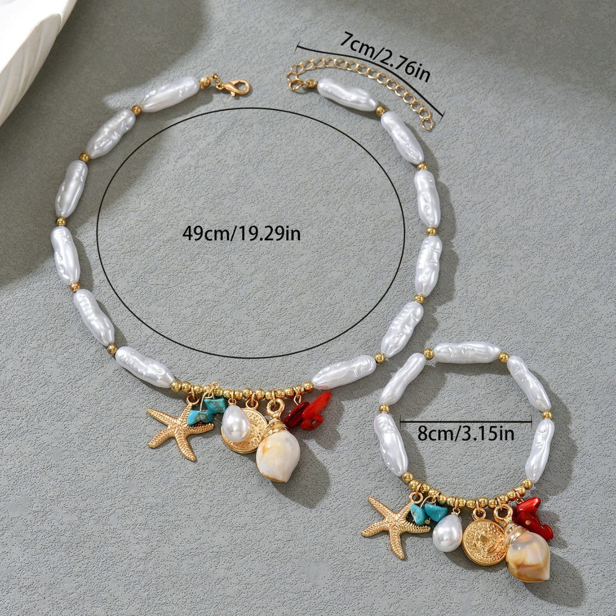 Women's Ocean Style Fashion Beaded Shell Conch Design Jewelry Set
