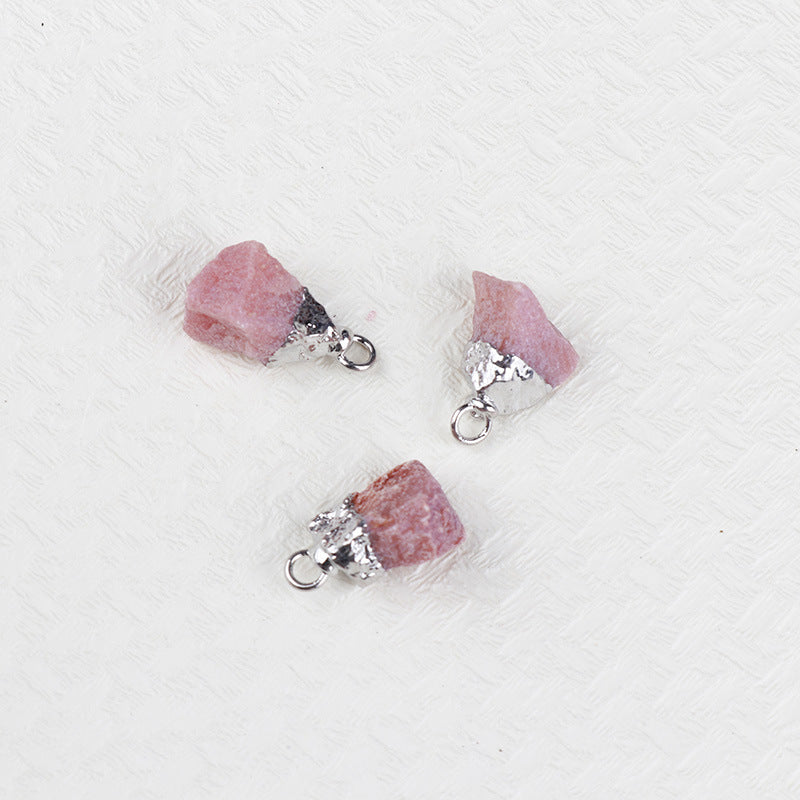 Natural Amethyst Rock Sier Gilded Hemming Irregular Pendants