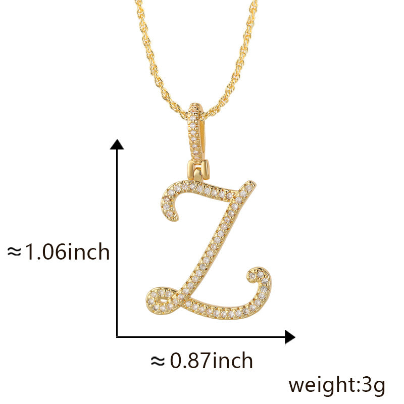 Hop Flower Body Grass English Letter Niche Style Inlaid Zircon Pendants