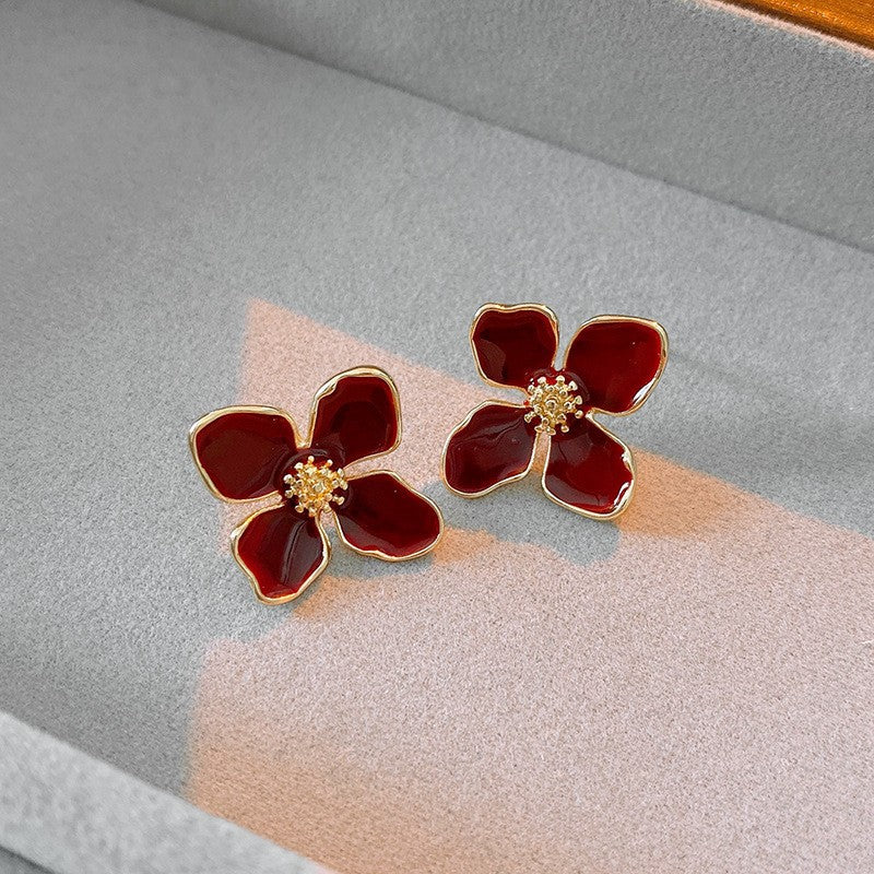 Sier Pearl Flower Temperamental Niche High-grade Earrings