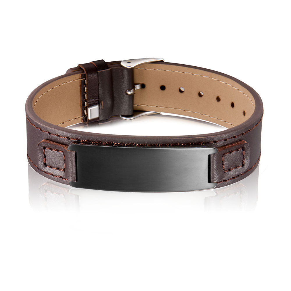 Men's Can Carve Writing Rectangular Steel Plate Bracelets