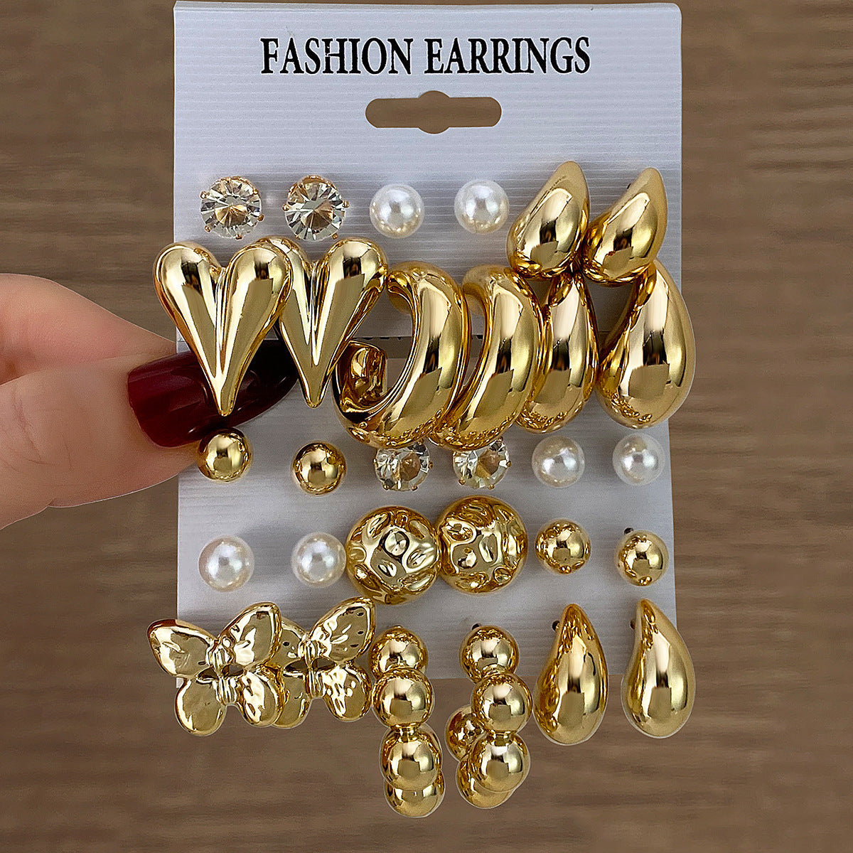 Design Butterfly Heart Water Drops Diamond Imitation Earrings