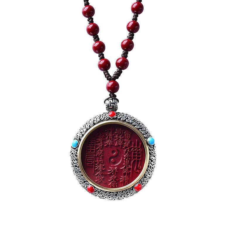 Raw Ore Cinnabar Mountain Ghost Spending Money Rotating Tibetan Pendants