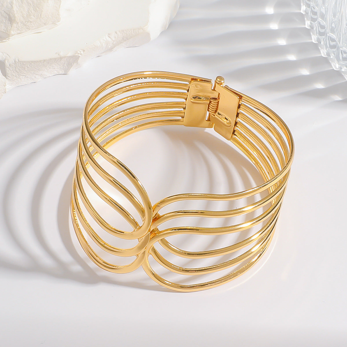 French Simplicity Design Sense Open-end Polished Niche Retro Hollow Bracelets