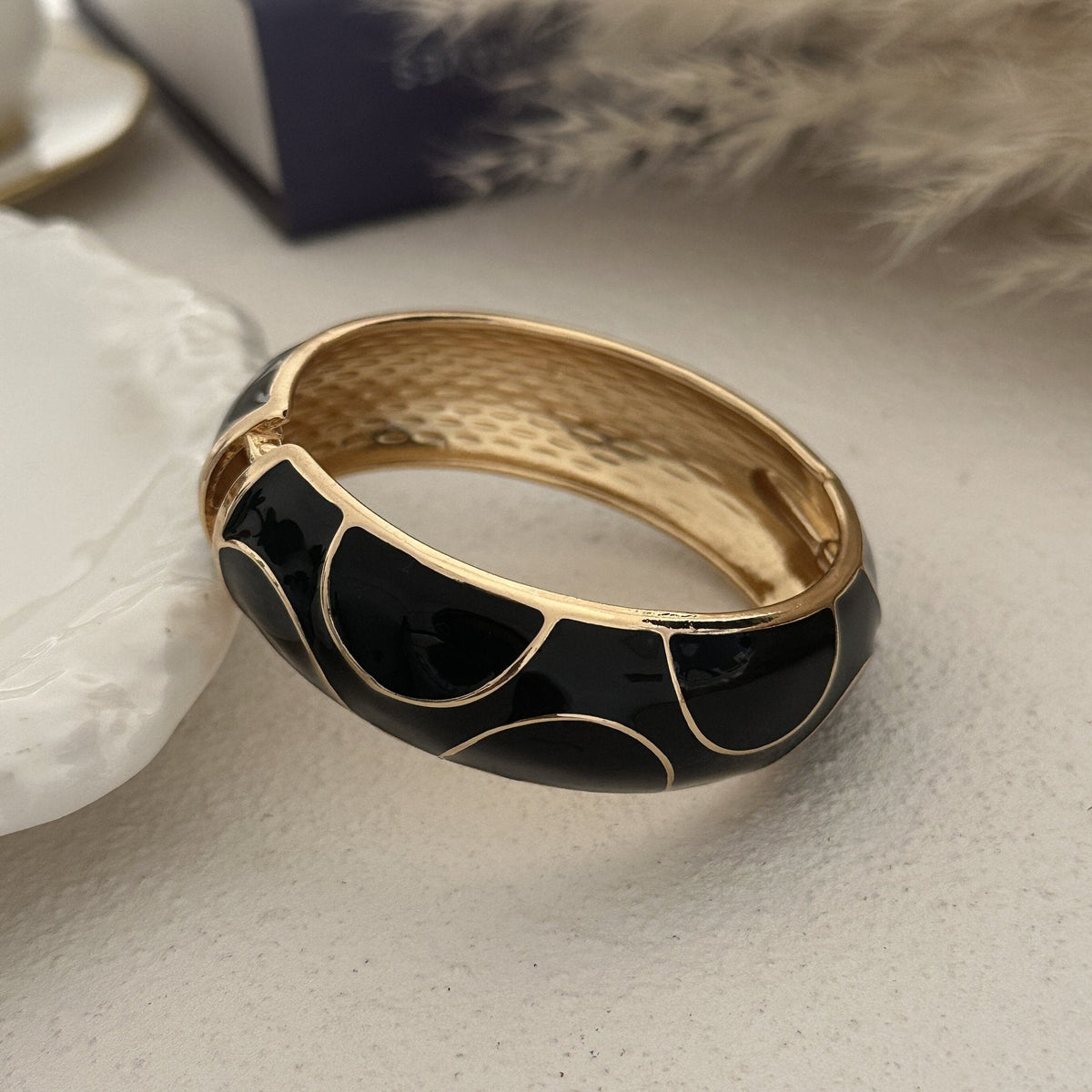 Women's Dripping Oil Open-ended Light Luxury Wave Bamboo Joint Twin Alloy Bracelets