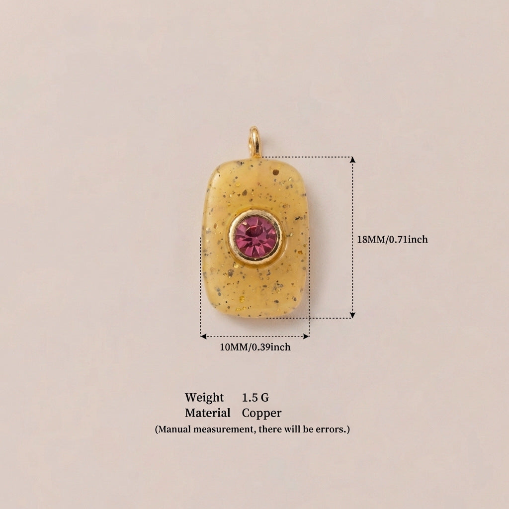 Birthstone Zircon Round Square Glass Gold Pendant