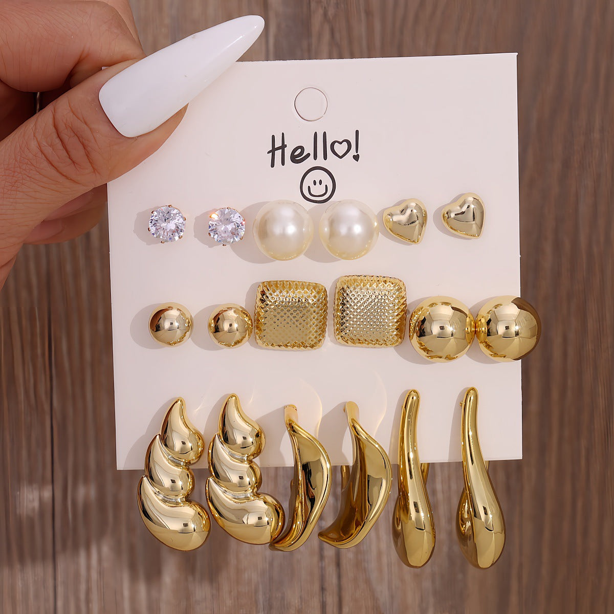 Pairs Storage Combination Versatile Geometric Frosty Earrings
