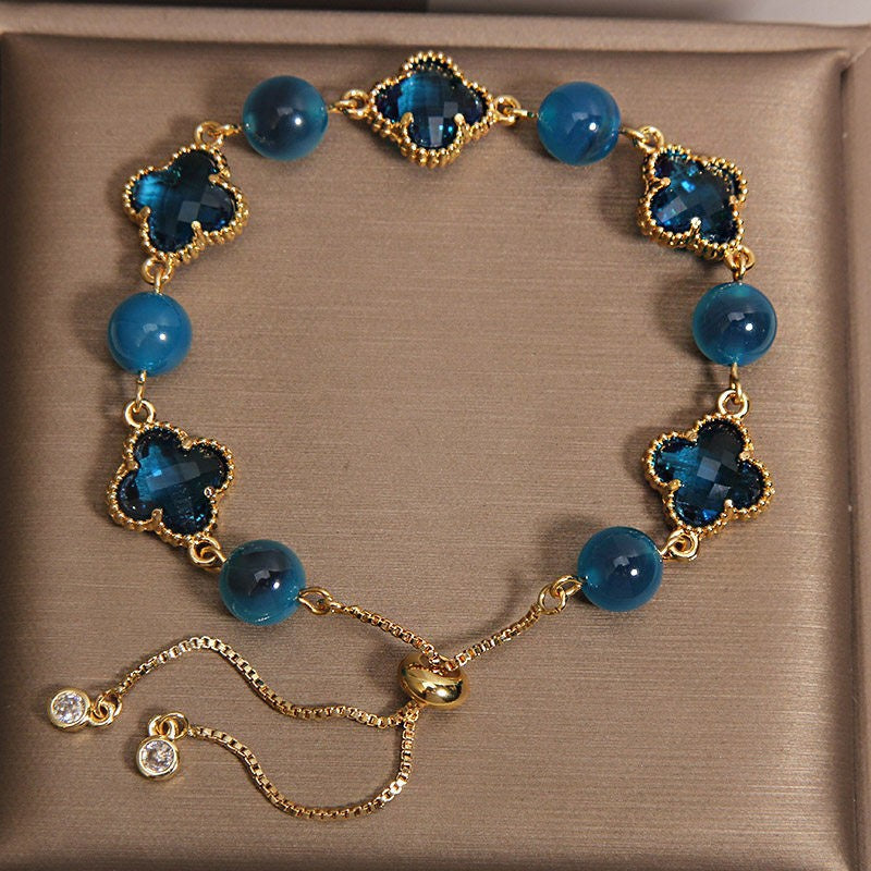 Agate Female Light Luxury Minority Exquisite Four-leaf Clover Bracelet