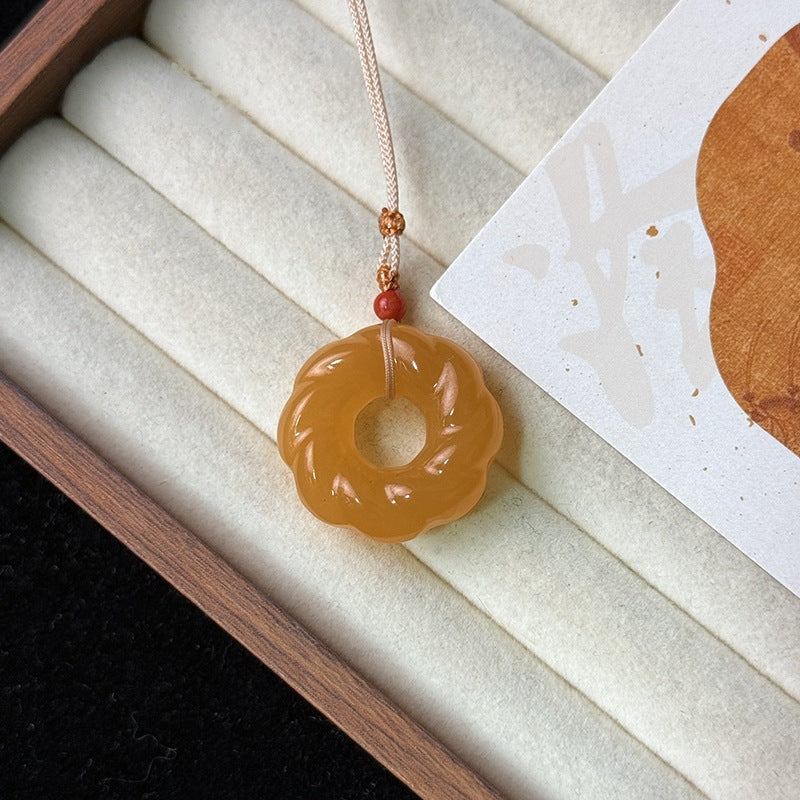 Sweat Jade Color Twisted Wire Buckle Gourd Gray Safety Pendant