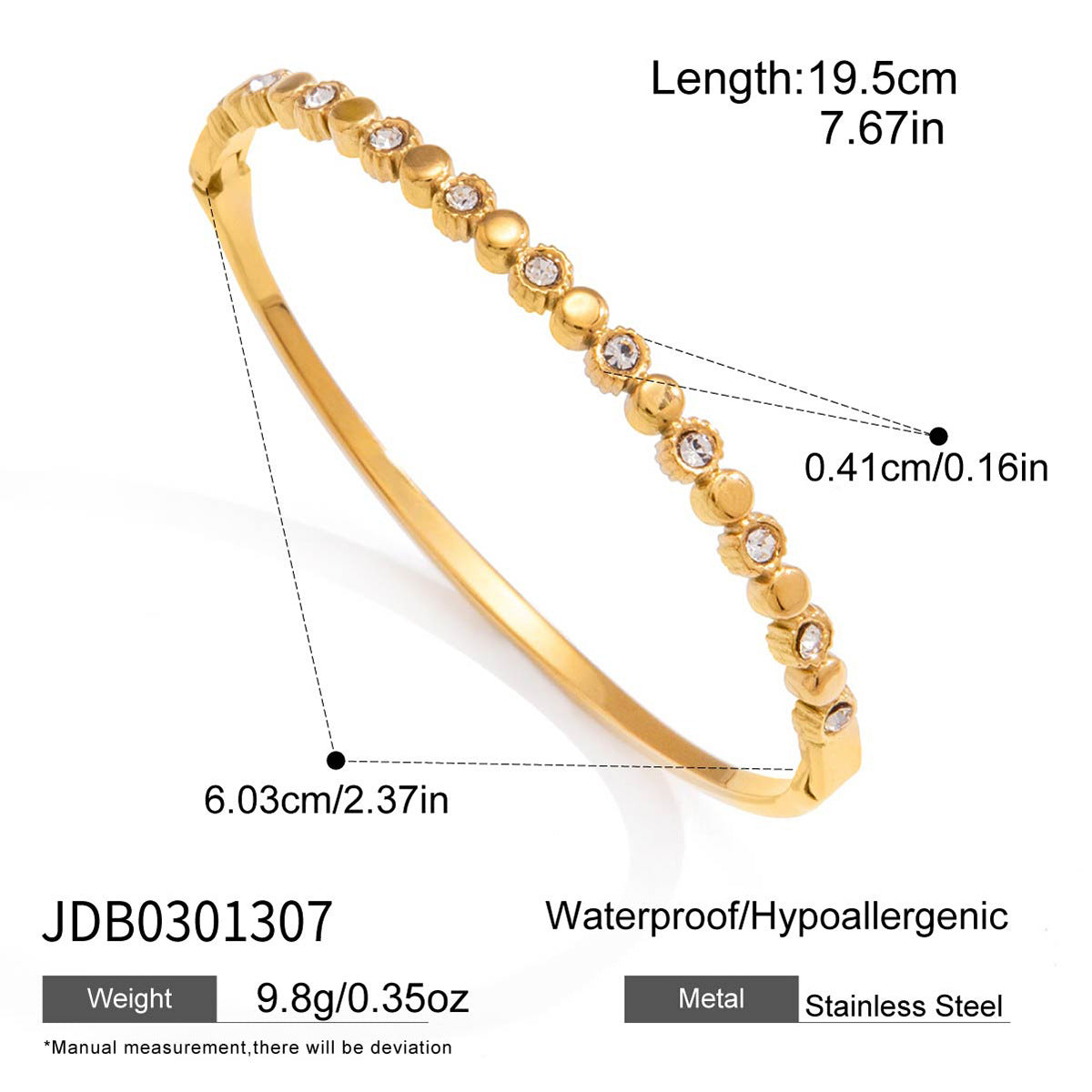 Women's Ding Stainless Steel Rhinestone Twin Titanium Light Bracelet