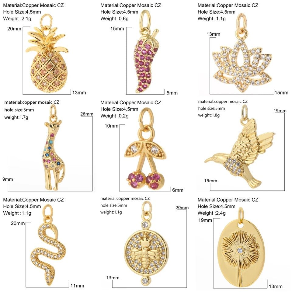 Cherry Bee Copper Animal Plant Golden Pendant