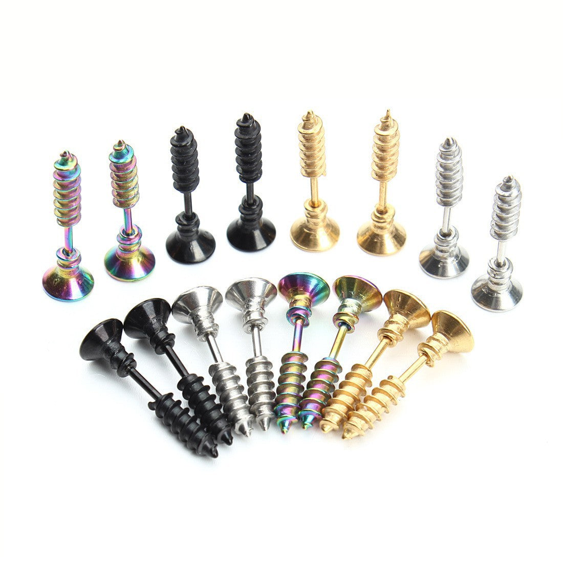 Classy Stainless Steel Cross Screw Piercing Rings