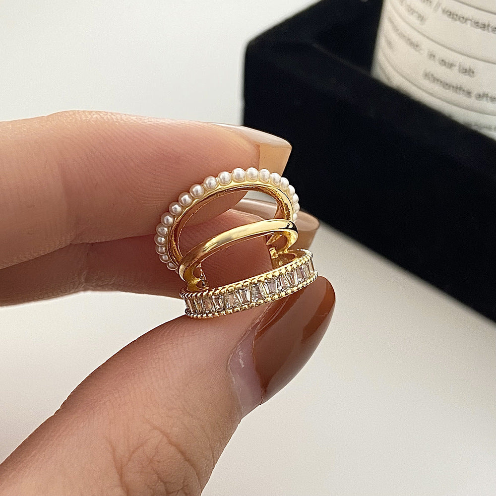 Light Luxury Design High-grade Pearl Zircon Earrings