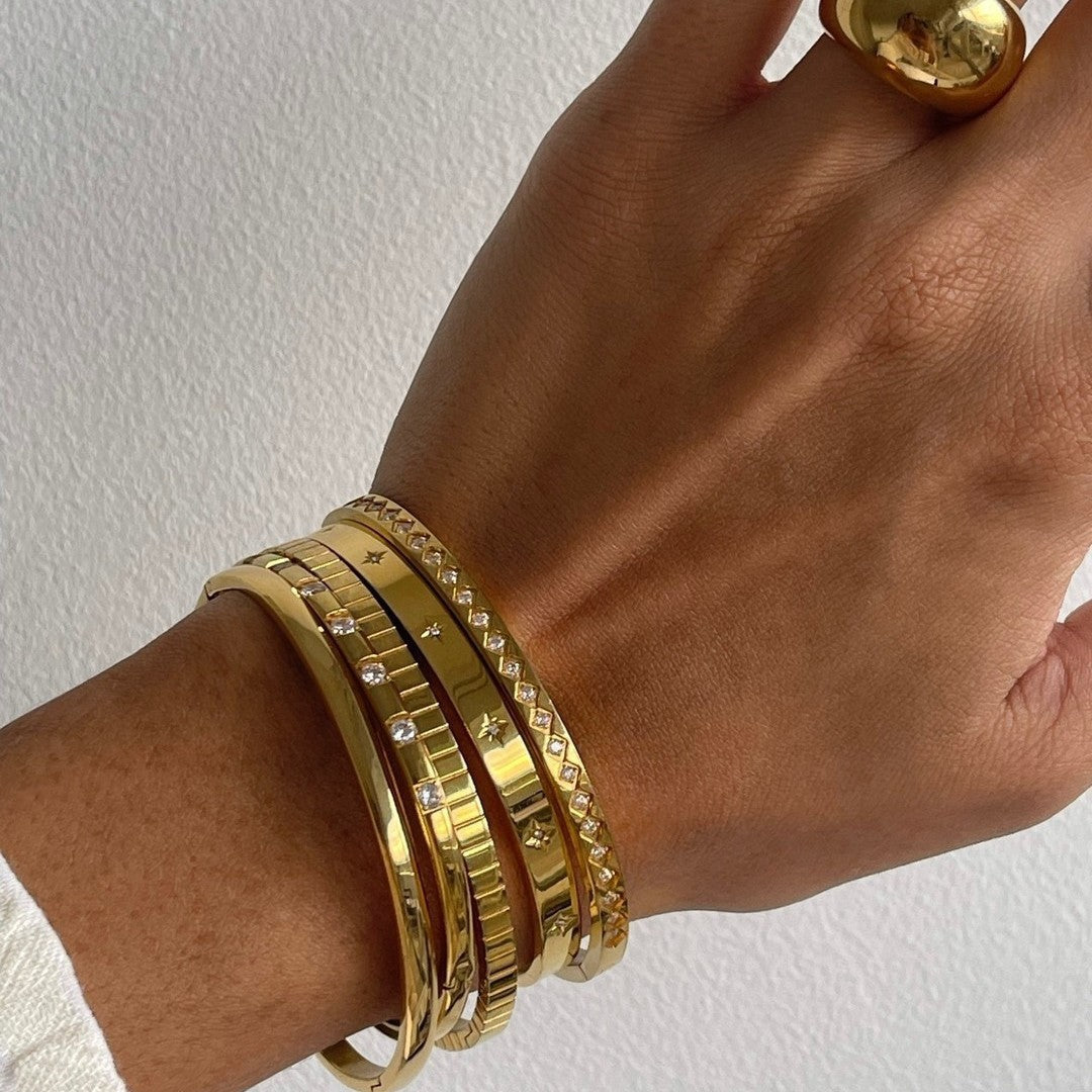 Titanium Steel Micro Inlaid Zircon Combined Bracelet