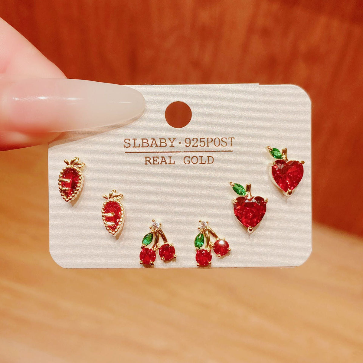 Horse Angola Red Female Cherry Camellia Stud Earrings