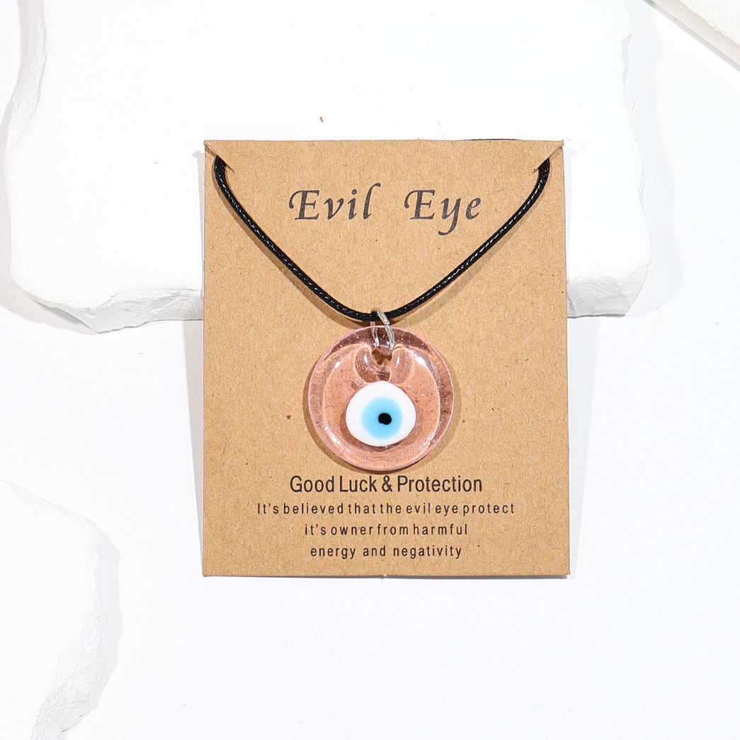 Vintage Blue Glass Devil's Eye Round Necklaces
