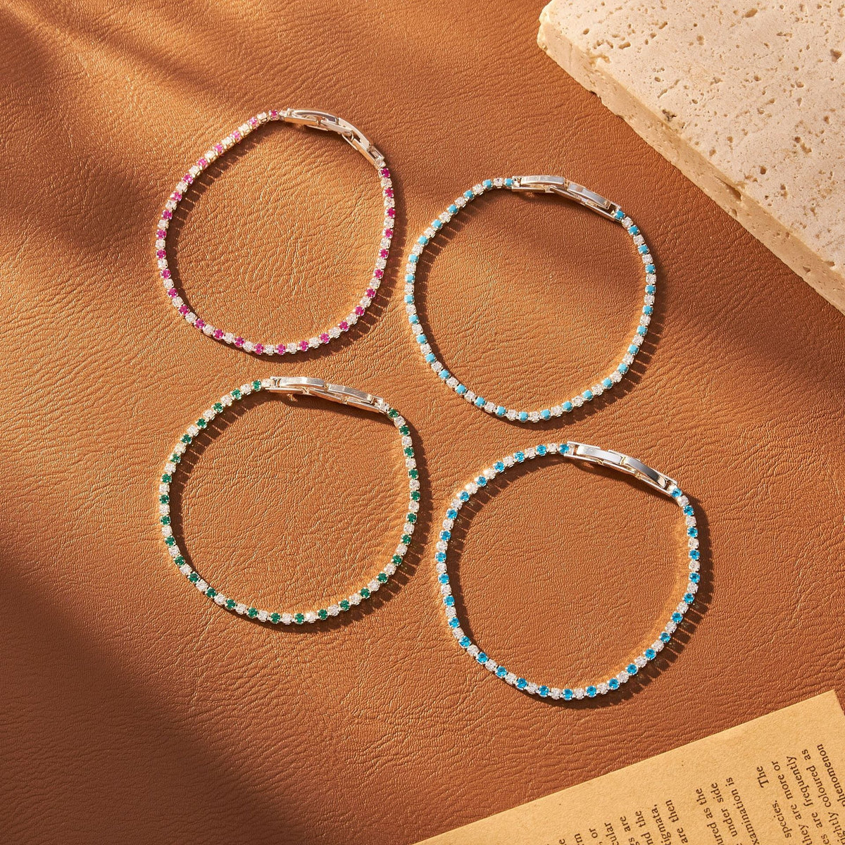Color Zircon Matching Cool Feeling Exquisite White Bracelets