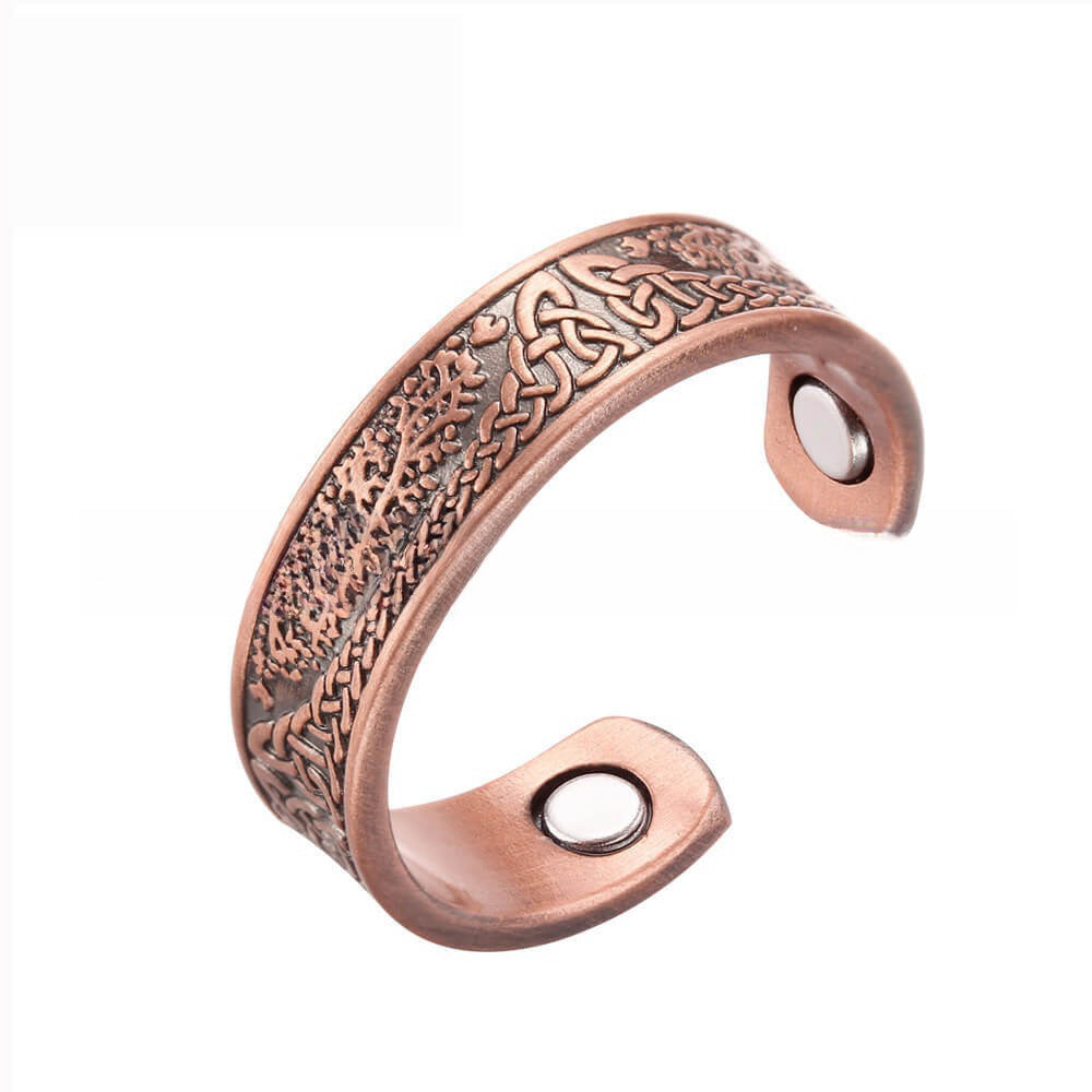 Women's & Men's Magnetic Magnet Big Tree Ancient Red Copper Brushed Retro Bracelet