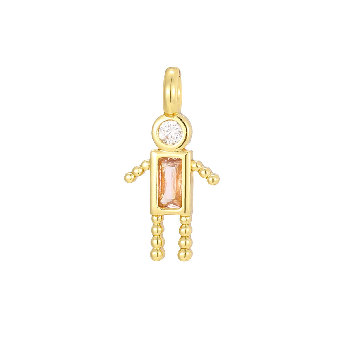 Boys Color Birthstone Gold Micro Inlaid Pendants