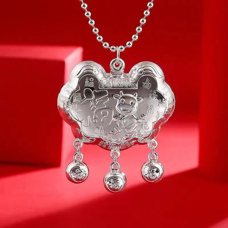 Sier-plated Long Life Sier Lock Years Old Pendant