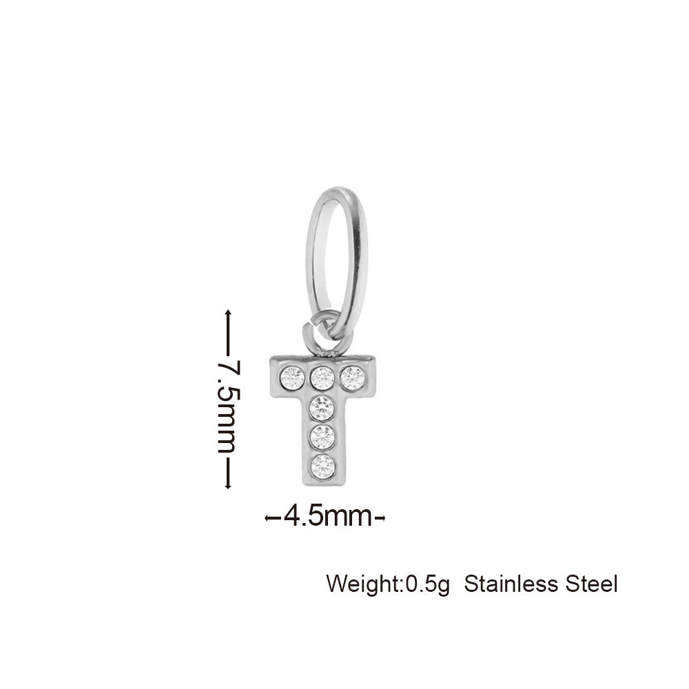 Inlaid Zircon Stainless Steel Gold-plated Cross Pendant