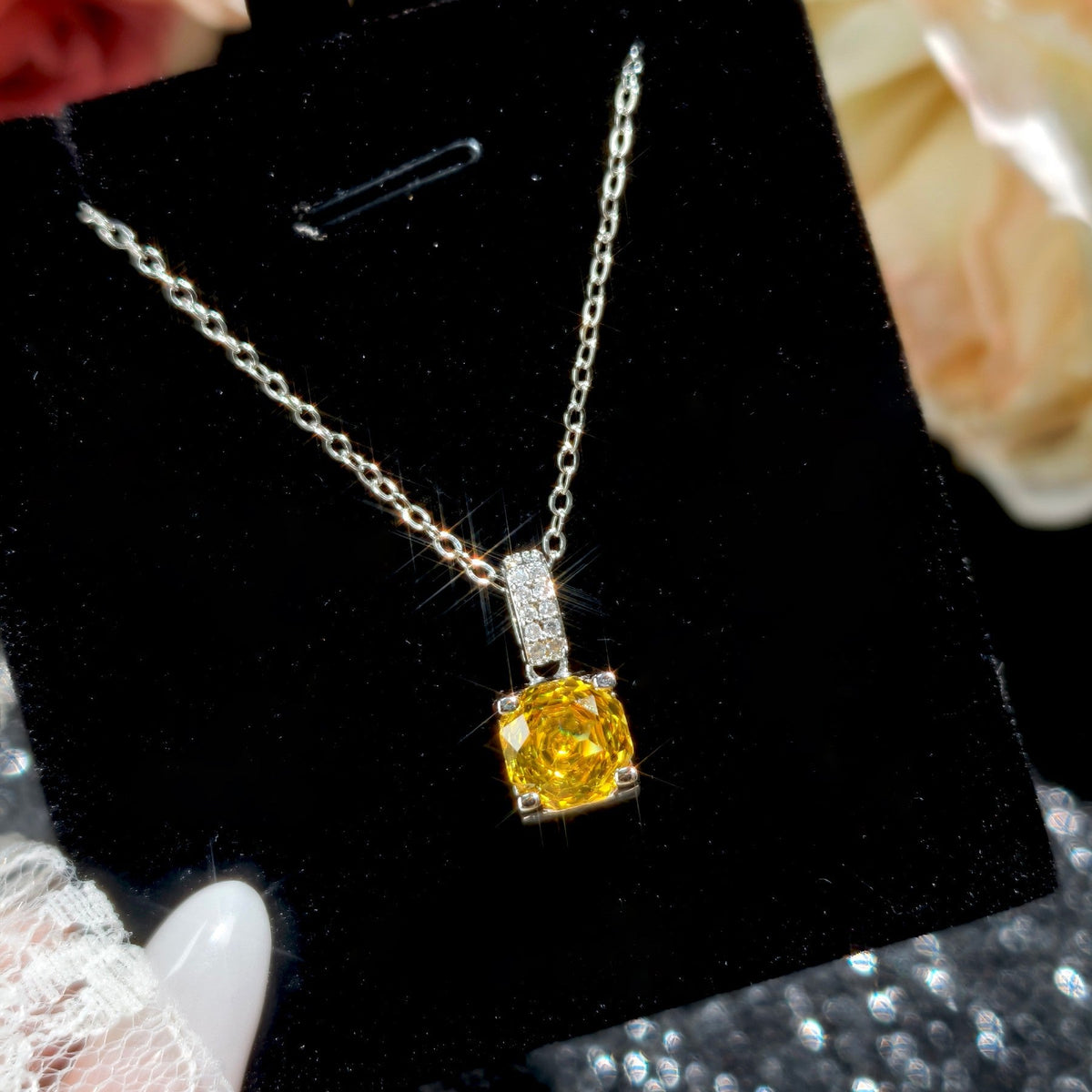 Rose Cut Golden Zirconium Octagonal Rhinestone Opening Pendant