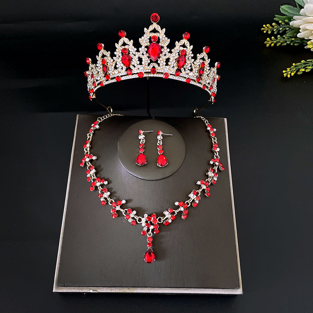 Bridal Headdress Crown Three-piece Wedding Rhinestone Rings