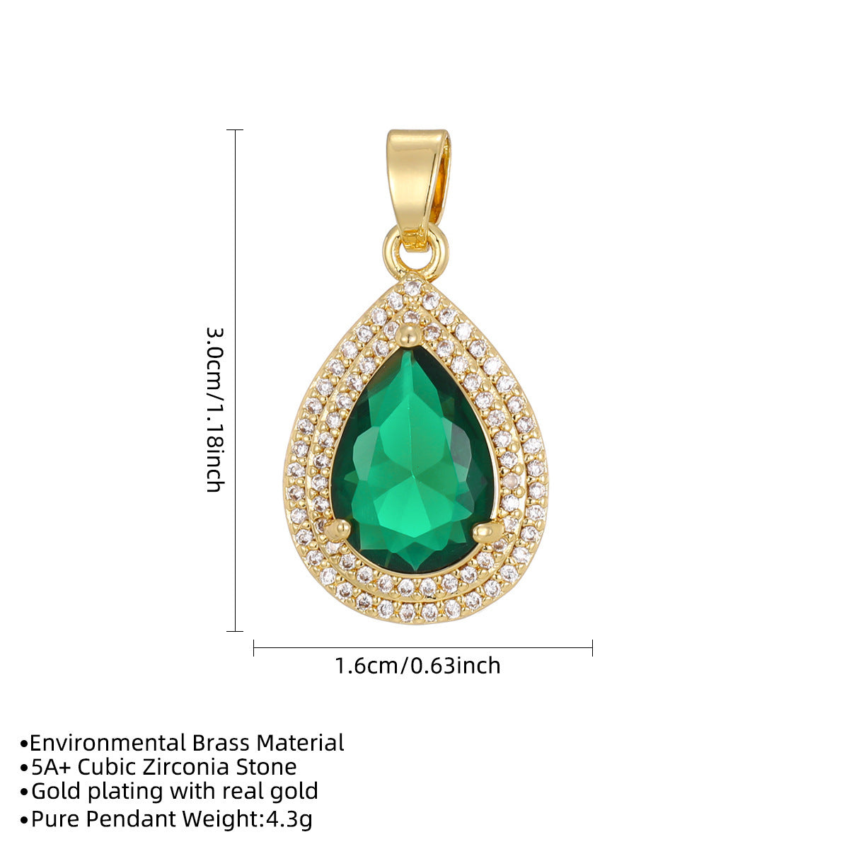 Women's Over Zircon Water Drops Emerald Single Elegant Light Luxury Palace Pendants