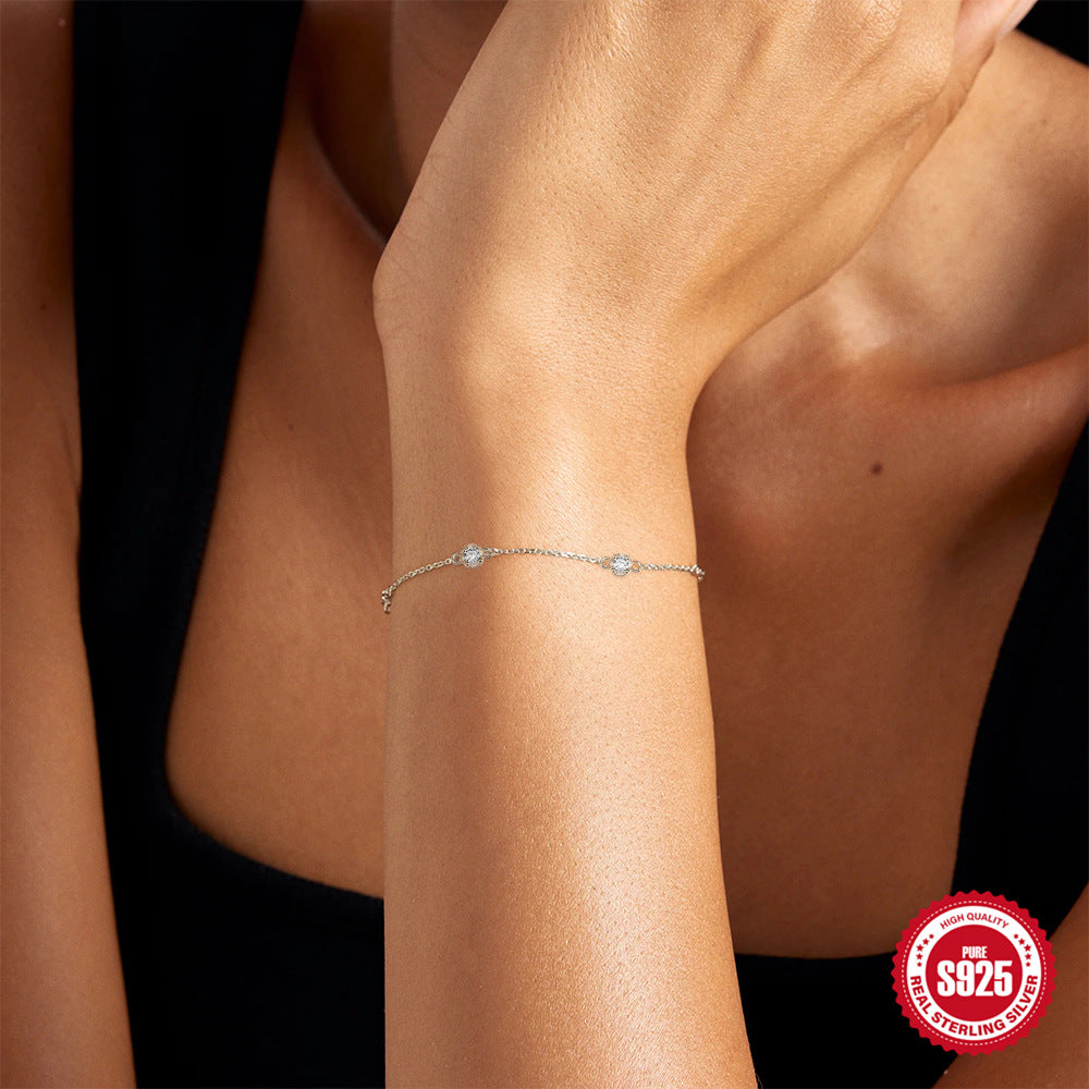 Women's Sterling Sier Classic Simple Diamond Versatile Bracelets