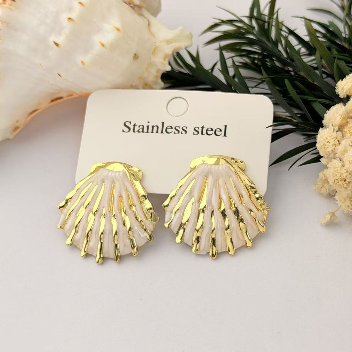 Women's Stainless Steel Thread Sunflower Shell For Earrings