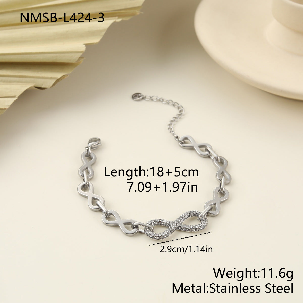Steel Light Luxury Unlimited Symbol Full Diamond Jewelry Set