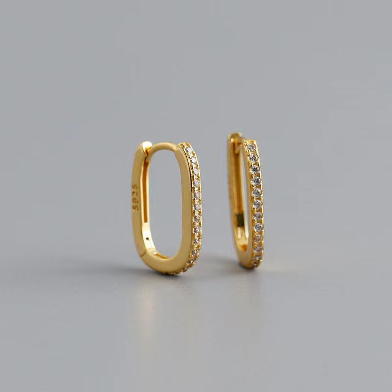 Diamond Plated Sier Ear Clip Korean Earrings