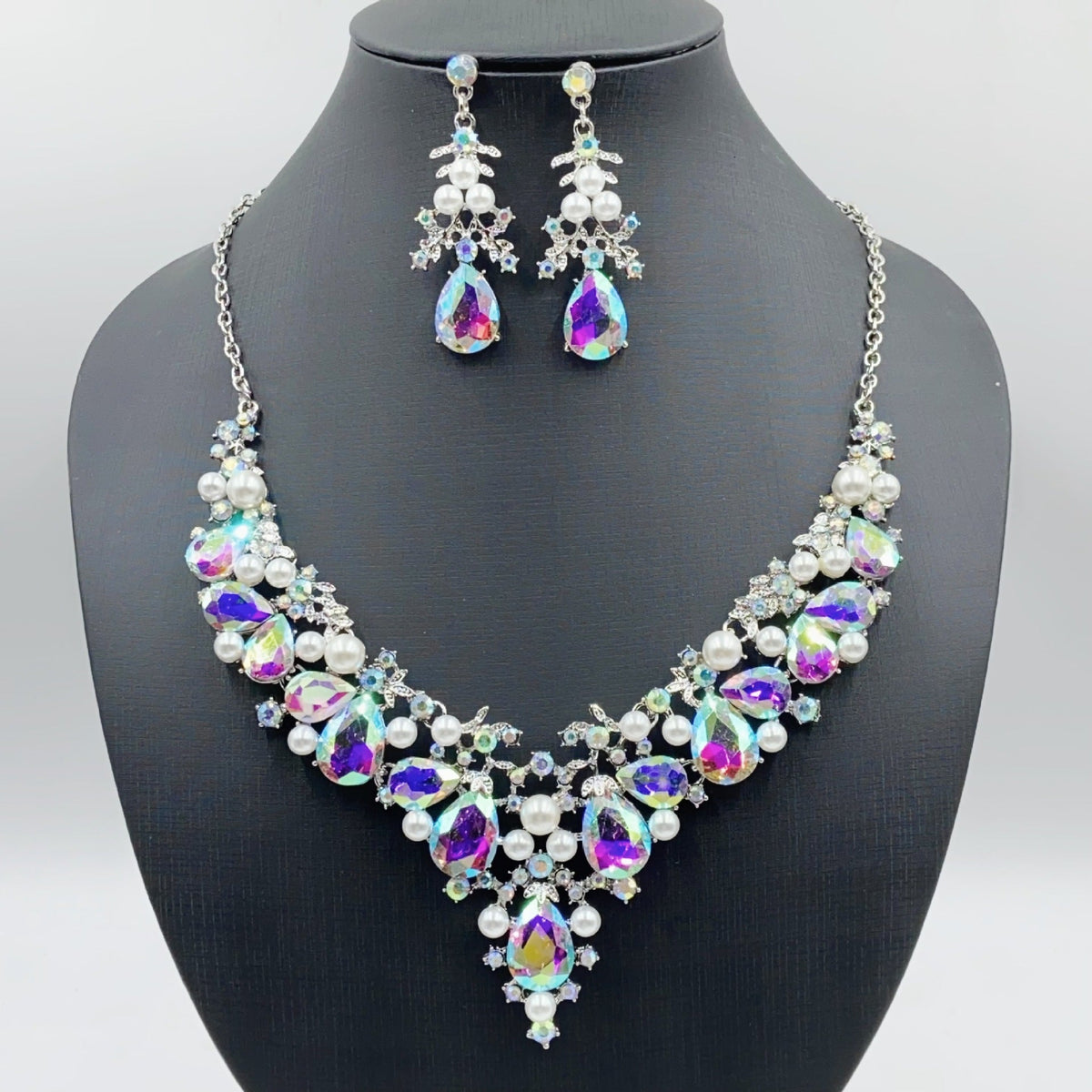 Pearl Water Drop Bridal Wedding Over Rhinestone Necklaces