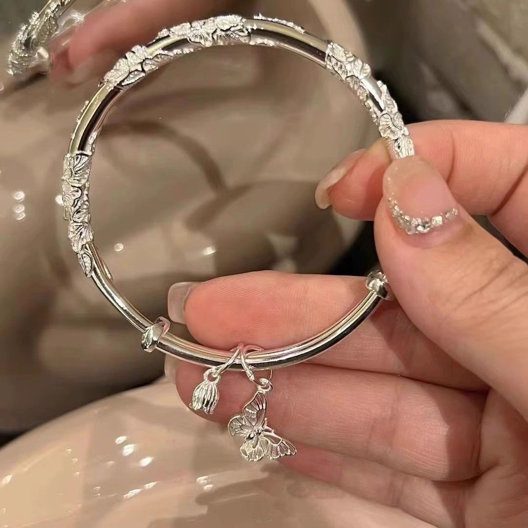 Brocade Solid Push-pull Female Floral Butterfly Bracelets