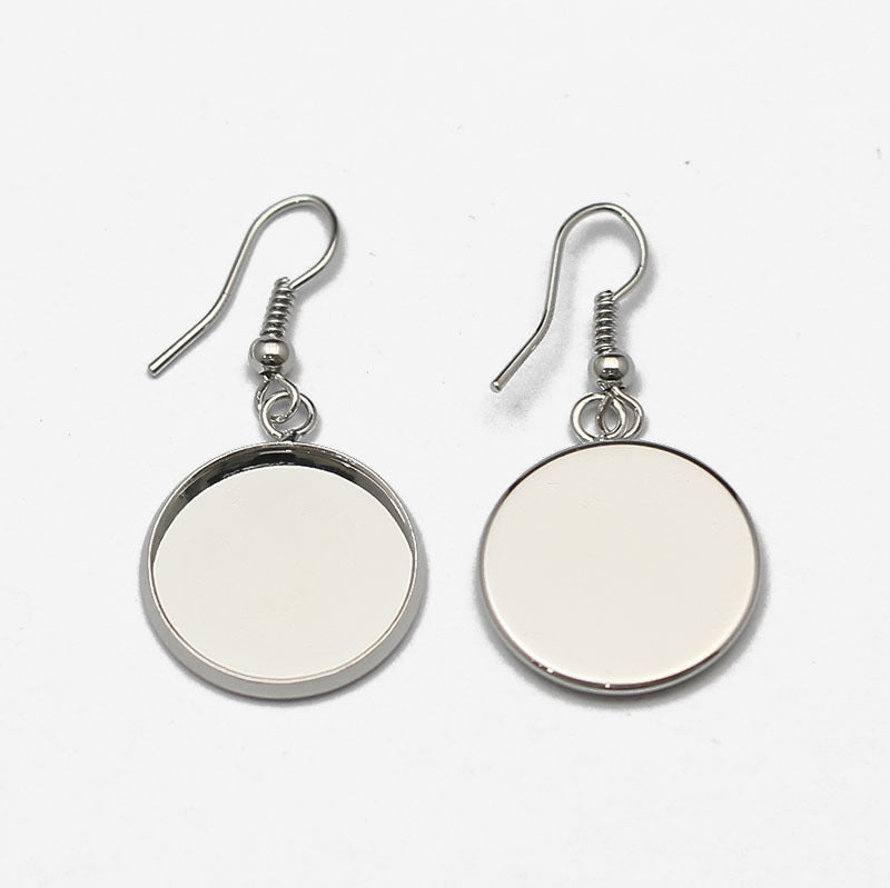 Second Brass French Round Eardrop Frame Earrings