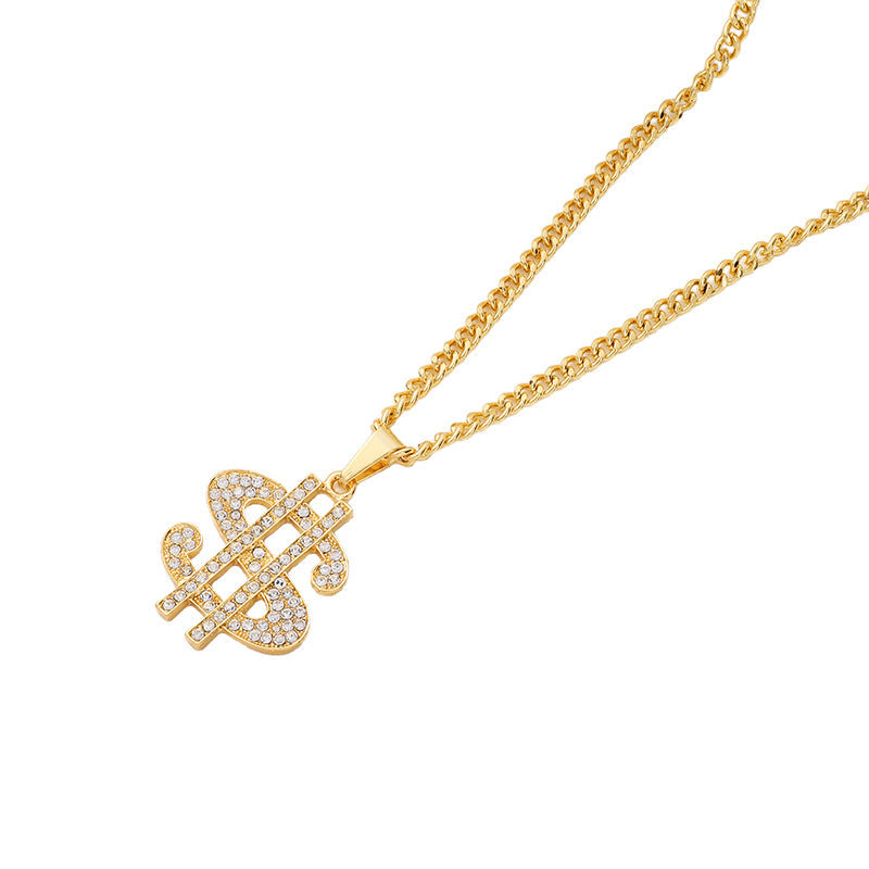 Simulation American Dollar Character Diamond Light Luxury Necklaces