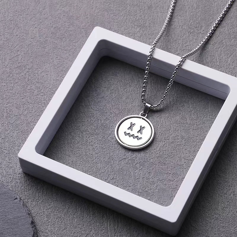 Women's & Men's Alloy Rotating Smiley Titanium Steel For Sweater Chain Long Hip Necklace