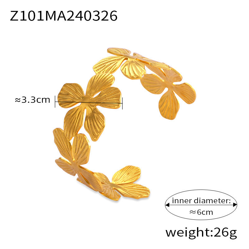 Women's Texture Design Gold Plated Light Luxury Bracelet