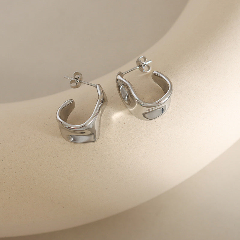 Fashion Irregular Dignified Sense Of Design Titanium Earrings