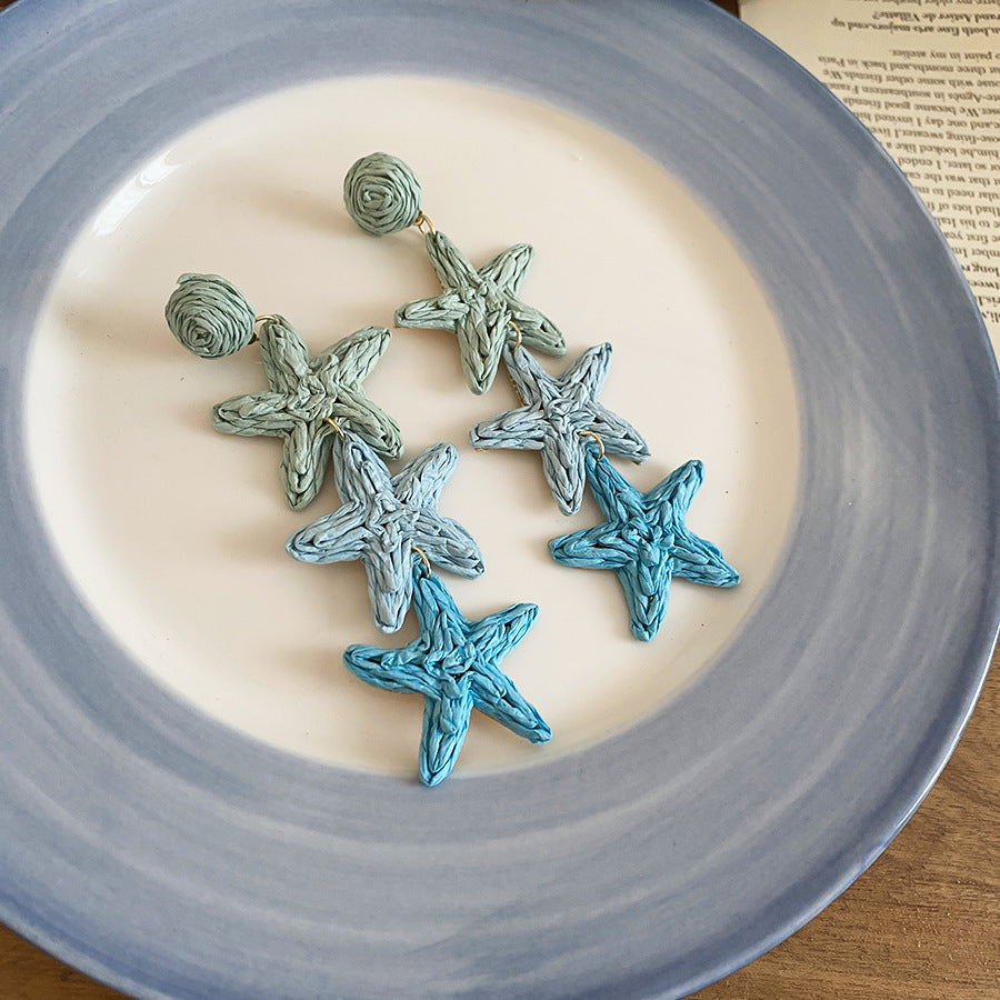 Summer Super Fairy Vacation Style Blue Flower Tassel Fashion Elegant Rings