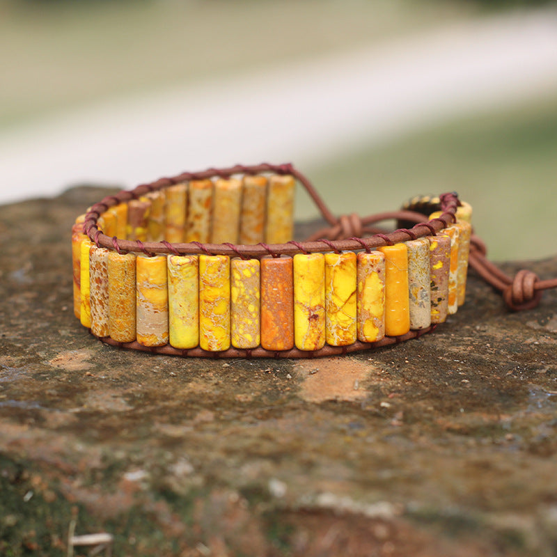 Bohemian Style Natural Stone Lan Di Royal Vintage Hand-woven Bracelet