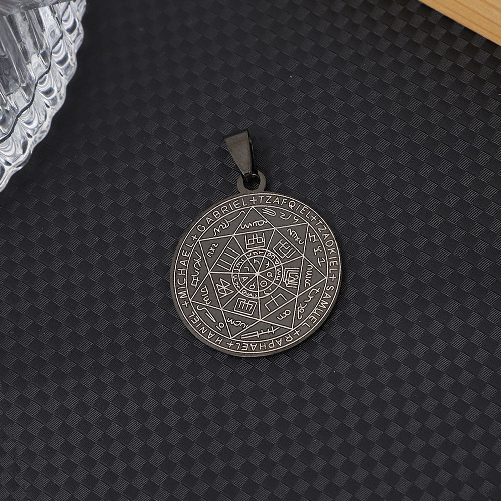 Titanium Steel Rune Seven Angel Seal Religious Scriptures Pendant