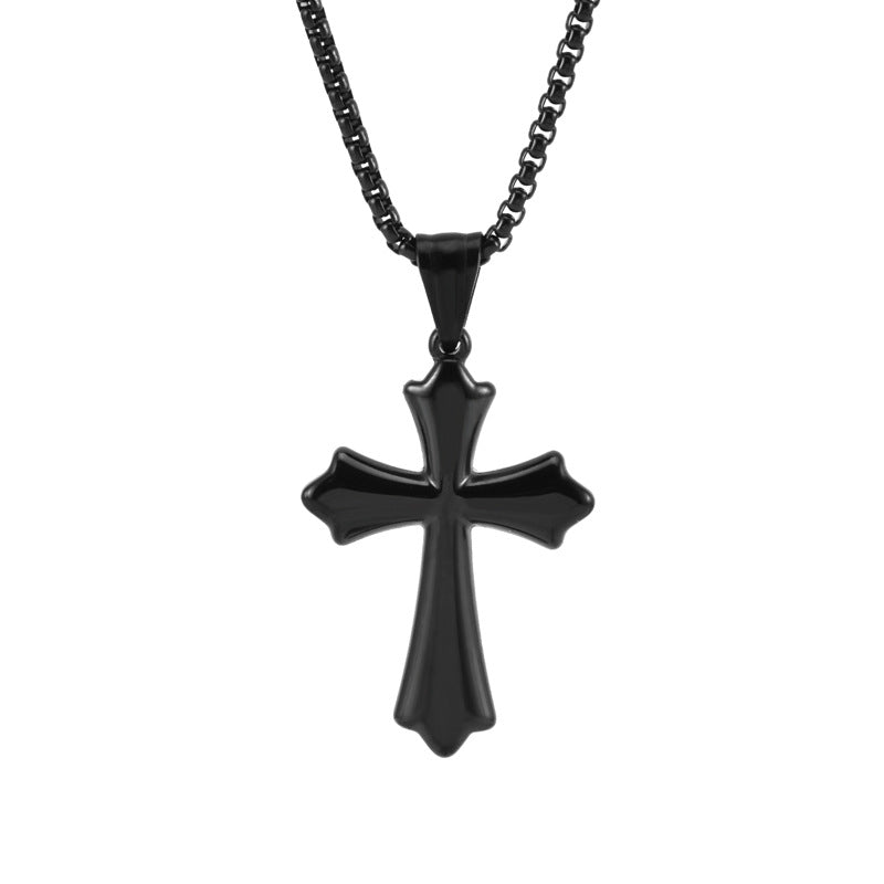 Men's Personality Cross Titanium Steel Punk Glossy Carved Pendants