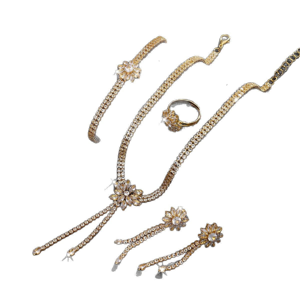 Women's Snowflake Tassel High Sense Wedding Light Jewelry Set