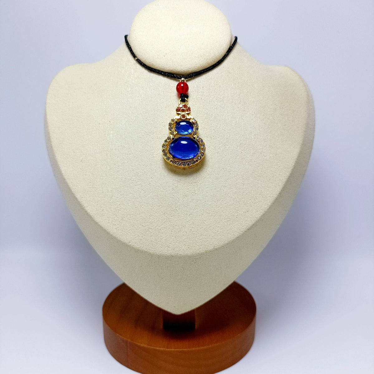 Imitation Gold Inlaid With Jade Calabash Pendent Green Chalcedony Alloy Pendant