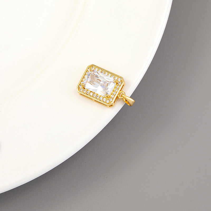 Cool Innovative Single Inlaid Square Gem Pendant