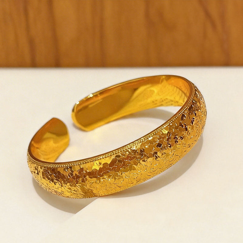 Gold Flash Mush Ice Wide Tire Female Light Luxury Bracelet